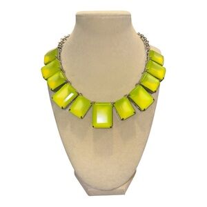 Ann Taylor Neon Lights Square Neon Yellow/Green Lucite Silver Tone Toggle JB5